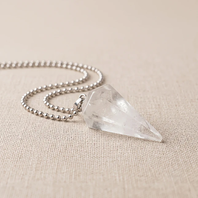 Collar Péndulo Cuarzo Cristal Cadena Acero Inoxidable 2