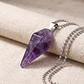 Collar Péndulo Amatista Cadena Acero Inoxidable - Miniatura 2