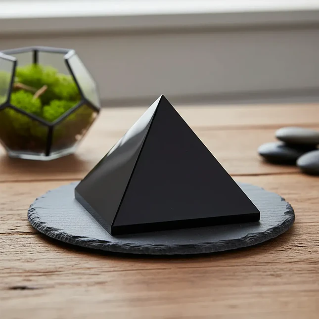 Pirámide Piedra Obsidiana Negra - Amuleto de Protección 2