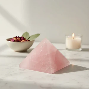 Pirámide Piedra Cuarzo Rosado - Amor y Bienestar Emocional