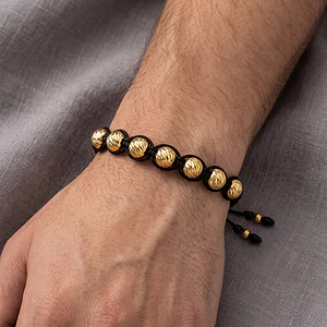 Pulsera Oro Laminado 18k Balines Diamantados 8mm