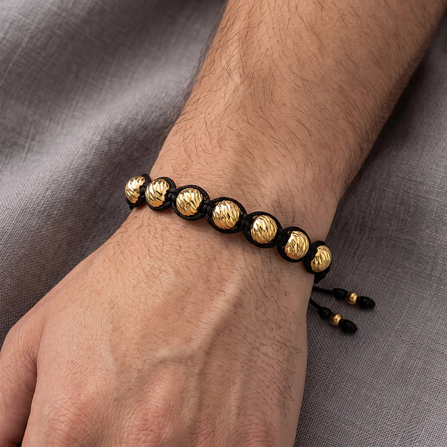 Pulsera Oro Laminado 18k Balines Diamantados 8mm 2