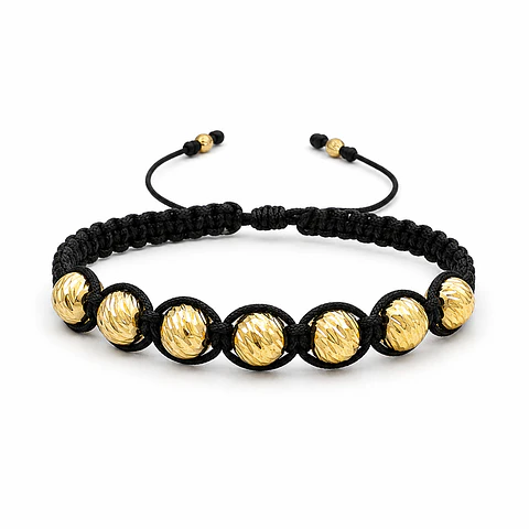 Pulsera Oro Laminado 18k Balines Diamantados 8mm
