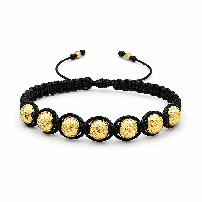 Pulsera Oro Laminado 18k Balines Diamantados 8mm 1