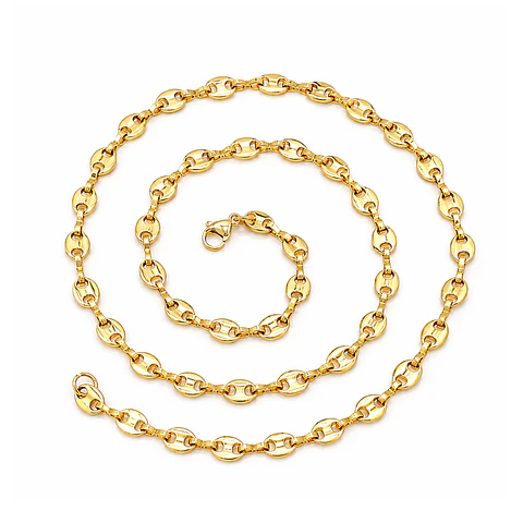 Cadena Eslabón Ovalado Acero Inoxidable Dorado 6mm x 60cm