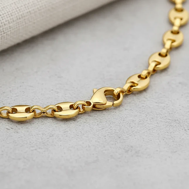 Cadena Eslabón Ovalado Acero Inoxidable Dorado 60cm 3