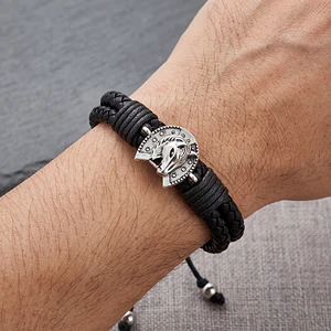 Pulsera Caballo con Herradura Cuero Trenzado