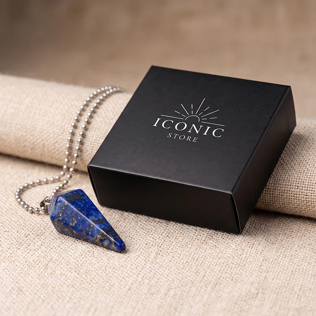 Collar Péndulo Piedra Lapislázuli con Cadena Acero 2