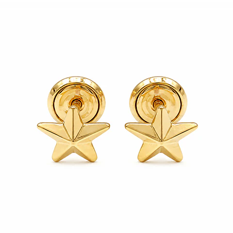 Topos Aretes Estrellas Oro Laminado 18k