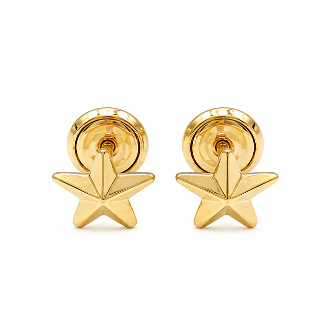 Topos Aretes Estrellas Oro Laminado 18k 1