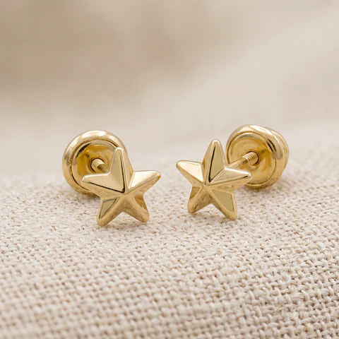 Topos Aretes Estrellas Oro Laminado 18k