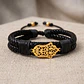 Pulsera Hamsa Mano de Fátima Cuero Trenzado Acero - Miniatura 3