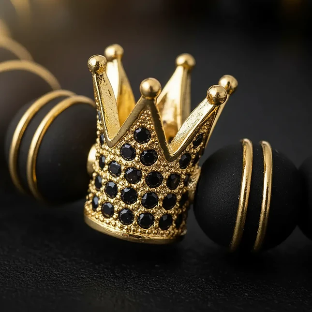Pulsera Corona Neopreno y Acero Dorado 8mm 4