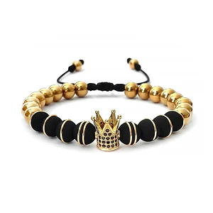 Pulsera Corona Neopreno y Acero Dorado 8mm