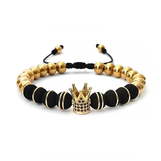 Pulsera Corona Neopreno y Acero Dorado 8mm 1