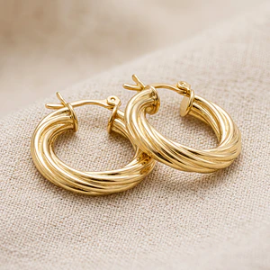 Aretes Candongas Melcocha Oro Laminado 18k