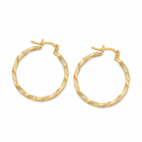 Aretes Candongas Entorchadas Oro Laminado 18k