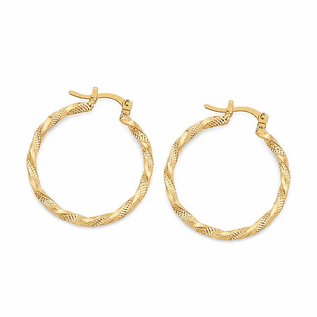 Aretes Candongas Entorchadas Oro Laminado 18k 1
