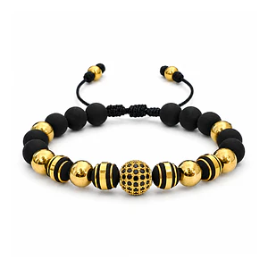 Pulsera Esfera Circones Negros Neopreno y Acero