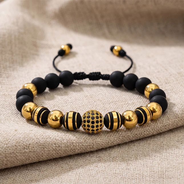 Pulsera Esfera Circones Negros Neopreno y Acero 3