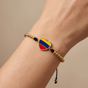 Pulsera Corazón Colombia Acero Dorado y Rodio