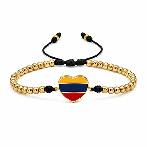 Pulsera Corazón Colombia Acero Dorado y Rodio