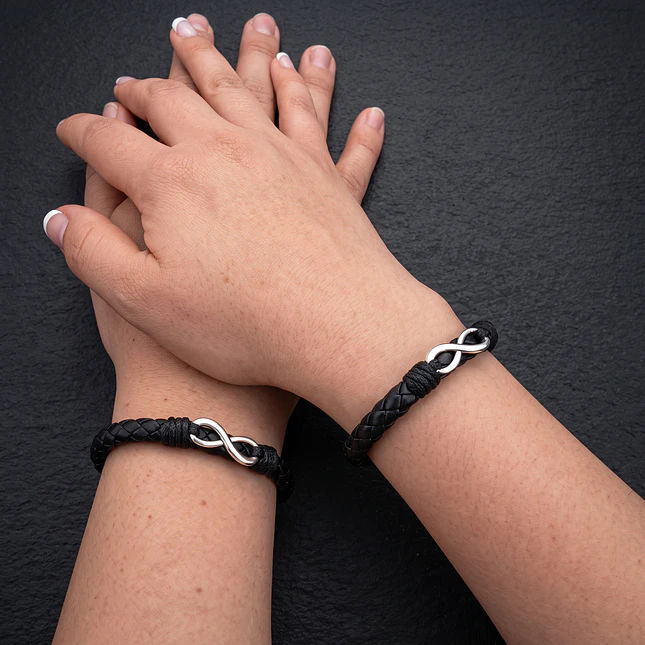 Pulseras Infinitos para Parejas Cuero Trenzado 3