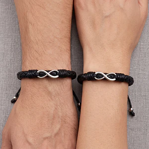 Pulseras Infinitos para Parejas Cuero Trenzado
