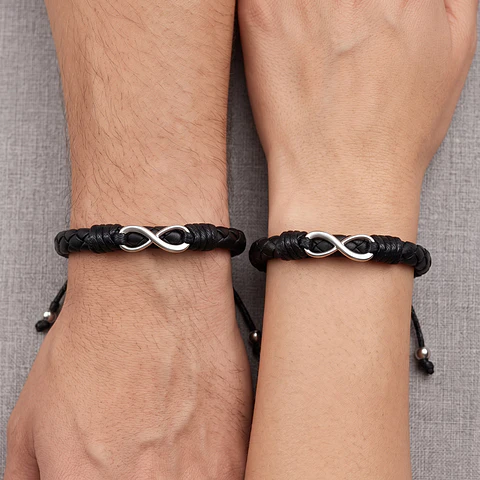Pulseras para Parejas Infinitos Cuero Trenzado