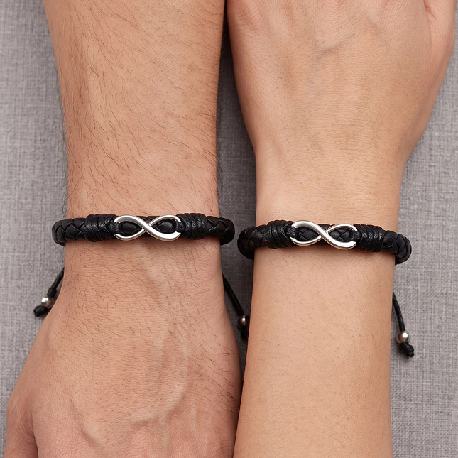 Pulseras Infinitos para Parejas Cuero Trenzado 2