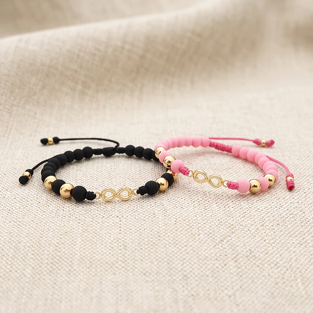 Pulseras para Parejas Neopreno Infinito Oro Laminado 18K 3