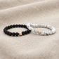 Pulseras Para Parejas Onix Mate Howlita Oro Laminado 18k  - Miniatura 3