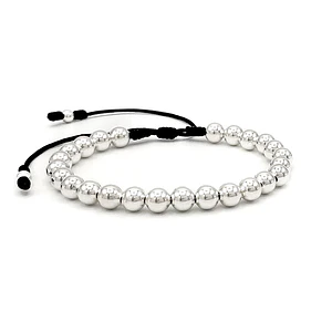 Pulsera de Plata Ley 925 Italiana (Balines 6mm)