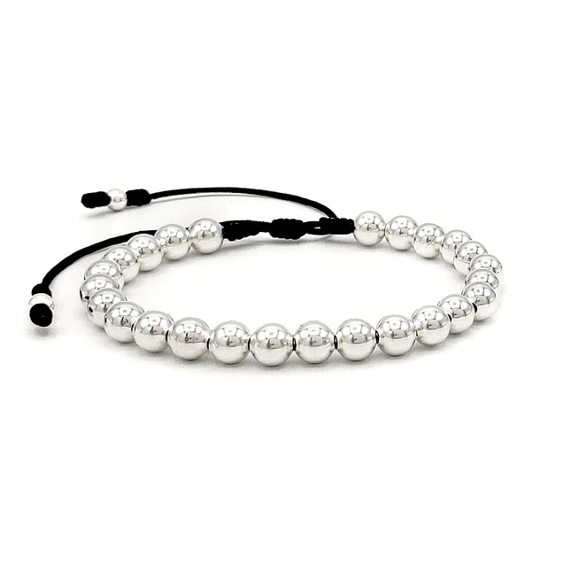 Pulsera de Plata Ley 925 Italiana (Balines 6mm) 1