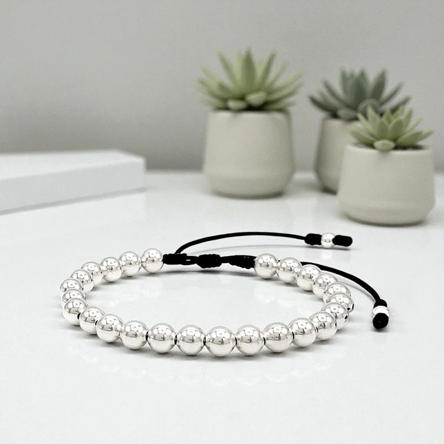 Pulsera de Plata Ley 925 Italiana (Balines 6mm) 3