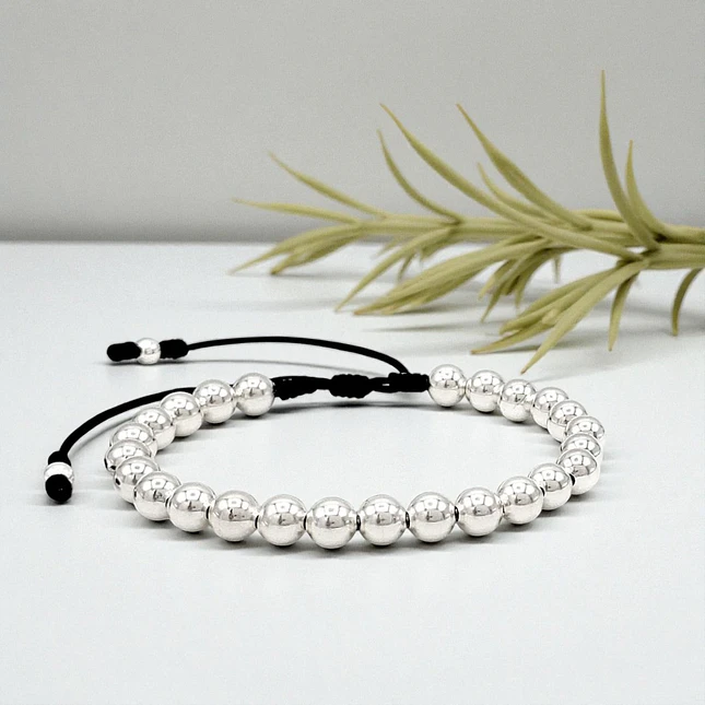 Pulsera de Plata Ley 925 Italiana (Balines 6mm) 4
