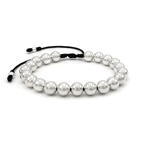 Pulsera de Plata Ley 925 Italiana (Balines 8mm)