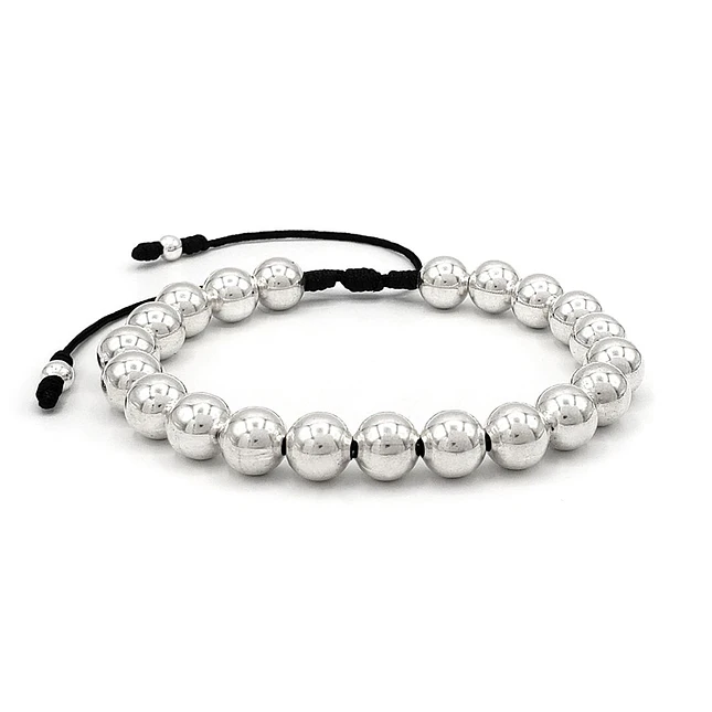 Pulsera de Plata Ley 925 Italiana (Balines 8mm) 1