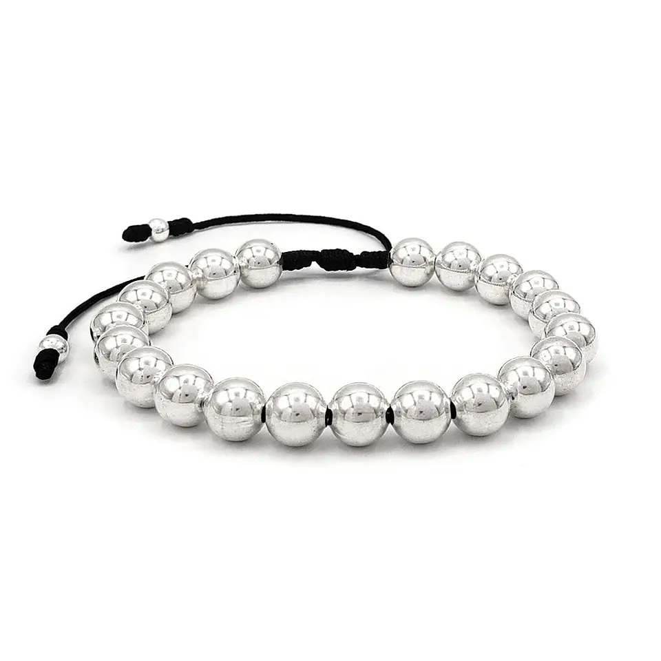 Pulsera de Plata Ley 925 Italiana (Balines 8mm) 1