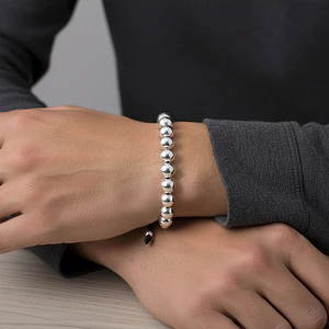 Pulsera de Plata Ley 925 Italiana (Balines 8mm)