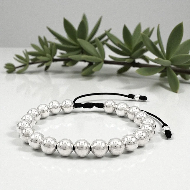Pulsera de Plata Ley 925 Italiana (Balines 8mm) 3