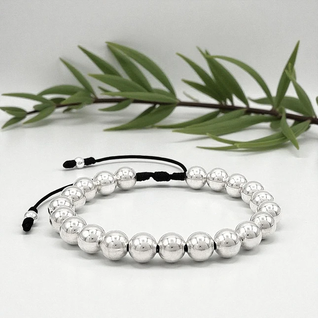 Pulsera de Plata Ley 925 Italiana (Balines 8mm) 4