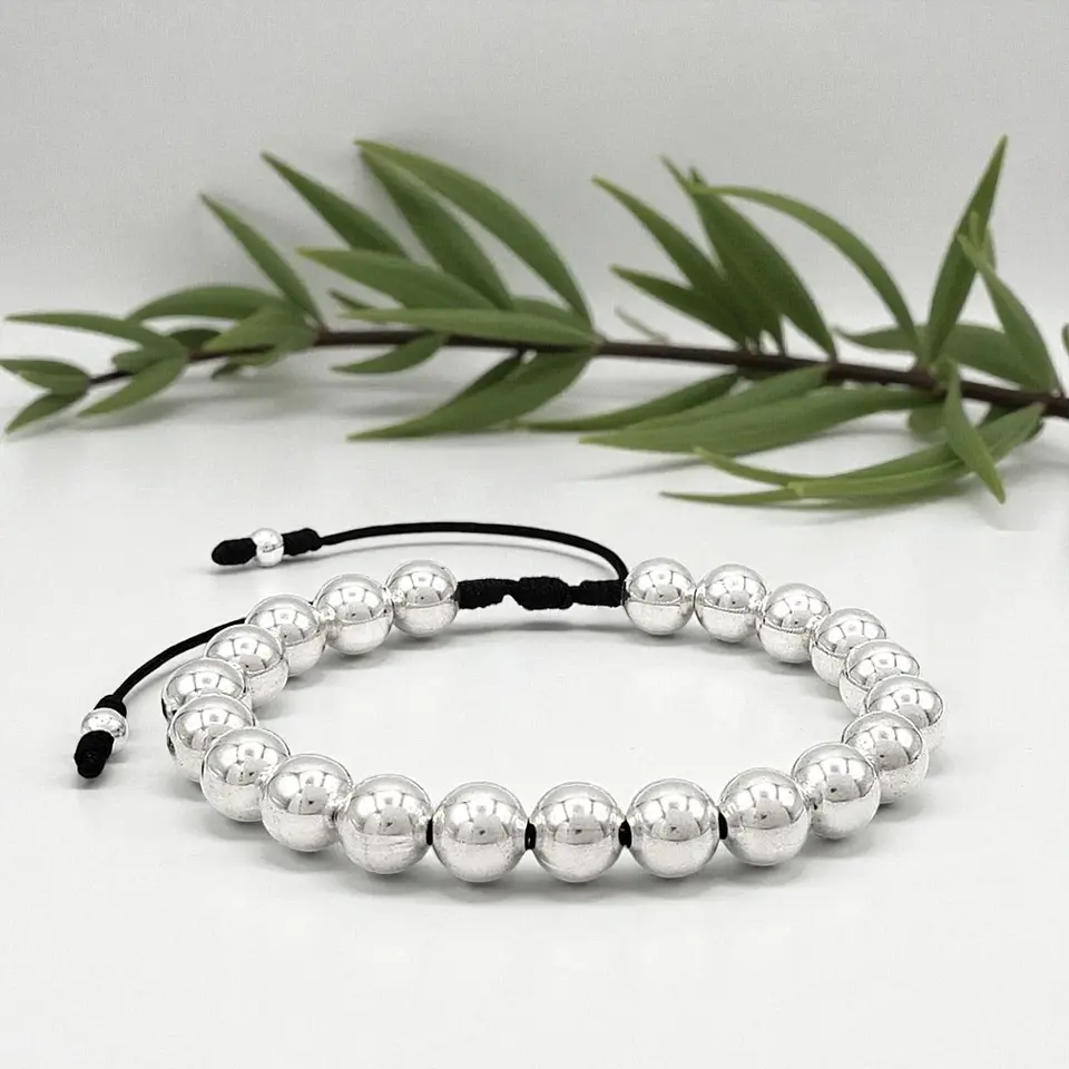 Pulsera de Plata Ley 925 Italiana (Balines 8mm) 4