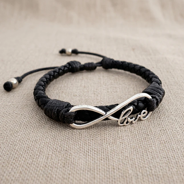 Pulsera Infinito Love con Cuero Trenzado  3