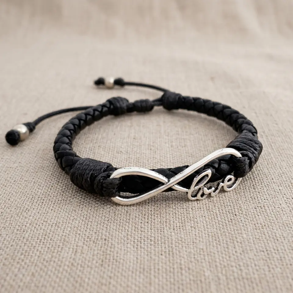 Pulsera Infinito Love con Cuero Trenzado  3
