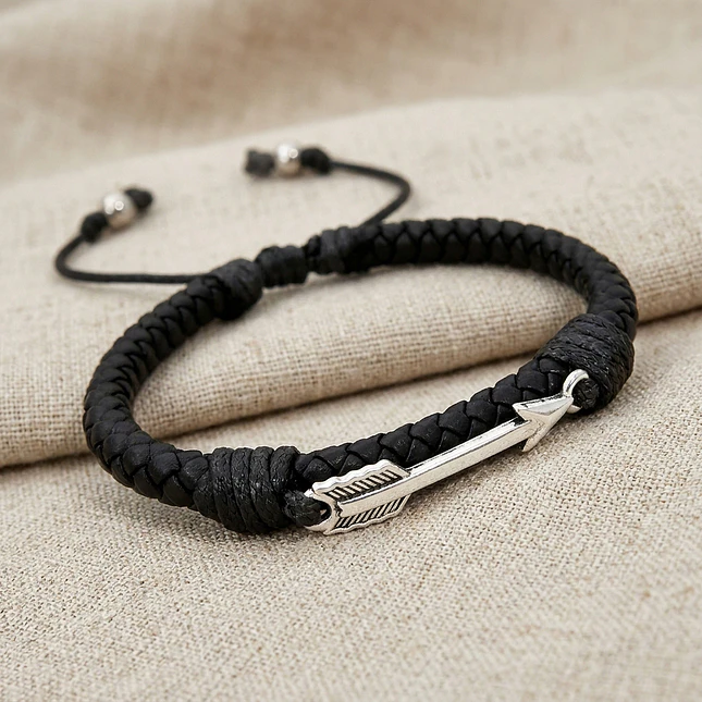 Pulsera Flecha con Cuero Trenzado 3