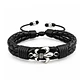 Pulsera Flor de Lis Cuero Trenzado Doble - Miniatura 1