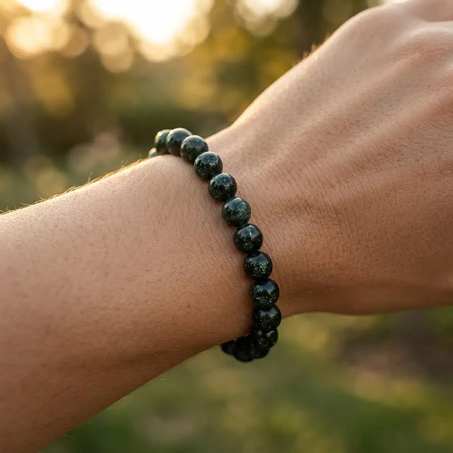 Pulsera de Piedra Lluvia Esmeralda 8mm 4