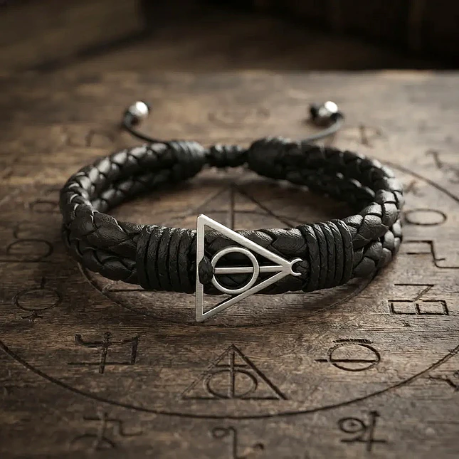 Pulsera Reliquias de la Muerte Cuero Trenzado 4