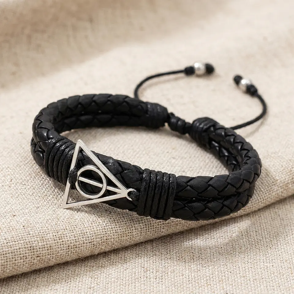 Pulsera Reliquias de la Muerte Cuero Trenzado 2